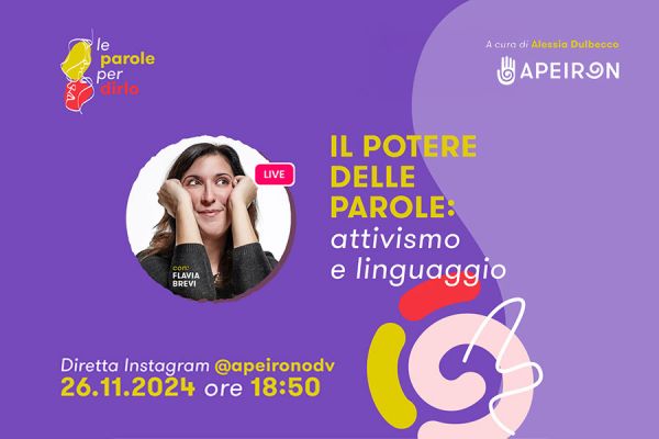 “Le parole per dirlo”: al via la rassegna online di Apeiron ODV