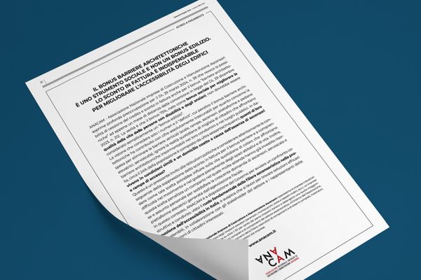 Bonus barriere architettoniche: in una lettera aperta sul Corriere della Sera Anacam chiede il ripristino dello sconto in fattura